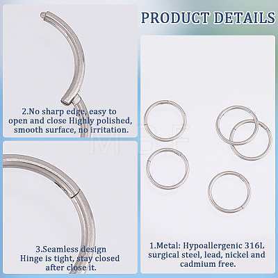 10Pcs 316L Stainless Steel Sleeper Earrings EJEW-BBC0001-56B-1