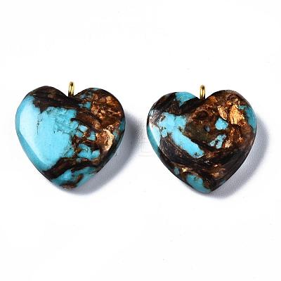 Assembled Bronzite and Synthetic Turquoise Pendants X-G-T111-04C-1