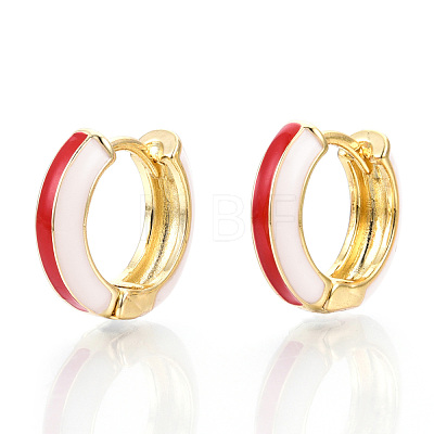 Brass Huggie Hoop Earrings EJEW-S209-07D-1