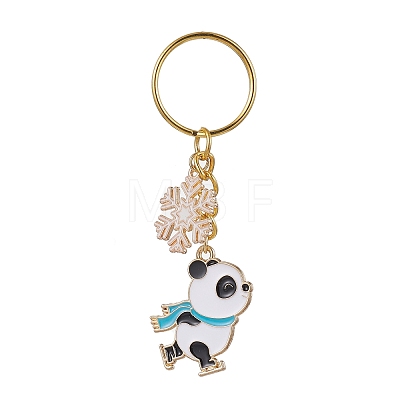 Snowflake & Panda Alloy Enamel Pendant Keychains KEYC-JKC00630-1