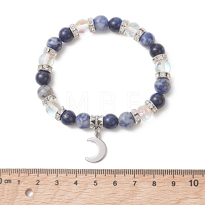 2Pcs 2 Styles 304 Stainless Steel & Brass Celestial Sun & Moon Couple Bracelet Set BJEW-TA00718-1
