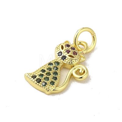 Real 18K Gold Plated Brass Pave Colorful Cubic Zirconia Pendants KK-M283-06G-02-1