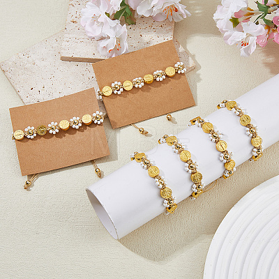 6Pcs Alloy & Glass Seed Bead Braided Bracelets BJEW-DC00025-1