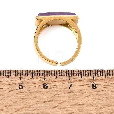 Brass with Natural Amethyst Cuff Open Rings for Women GG-CBA0B5A-04G-08-1
