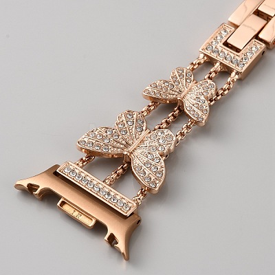 Alloy Rhinestone Butterfly Watch Band FIND-SZC0022-016A-1