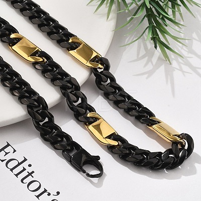 304 Stainless Steel Cuban Link Chain Necklaces for Women Men NJEW-A033-01B-EB-1