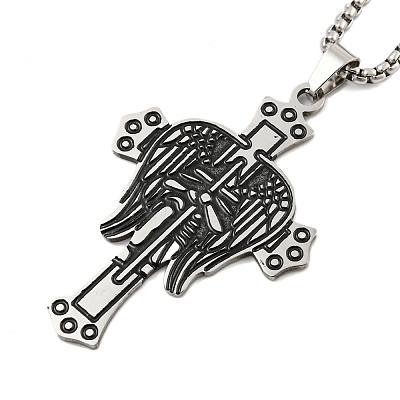 201 Stainless Steel Pendant Necklaces NJEW-H030-03P-1