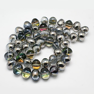 Half Plated Crystal Glass Oval Beads Strands EGLA-F027-C02-1