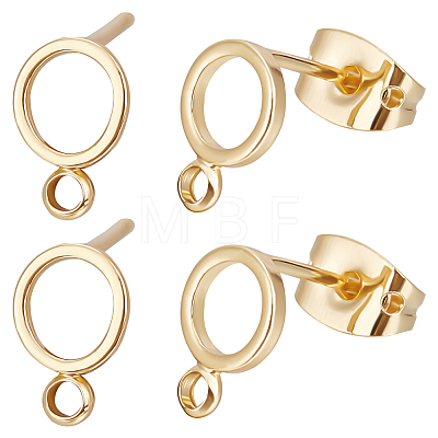 20Pcs Brass Ring Stud Earring Findings KK-BBC0008-18-1