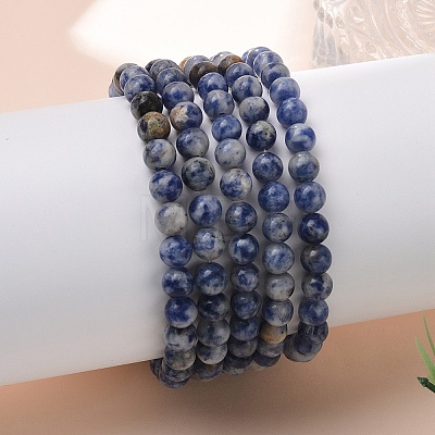 Natural Blue Spot Jasper Bead Stretch Bracelets BJEW-K212-A-039-1