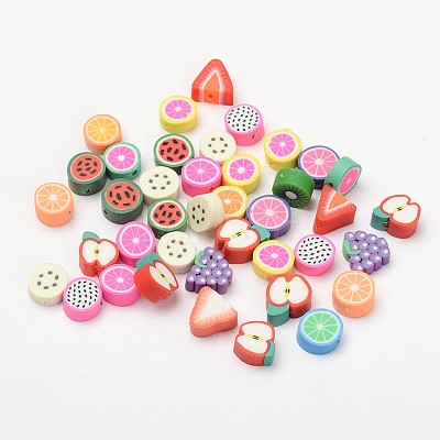 Mixed Fruit Theme Handmade Polymer Clay Beads X-CLAY-Q170-M-1
