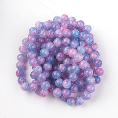 Baking Painted Crackle Glass Beads Strands X-DGLA-Q023-8mm-YS55-1