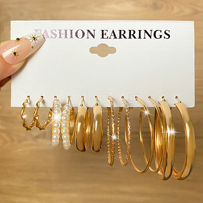 6 Pairs Alloy Hoop Earring Sets WG6DB3C-23-1