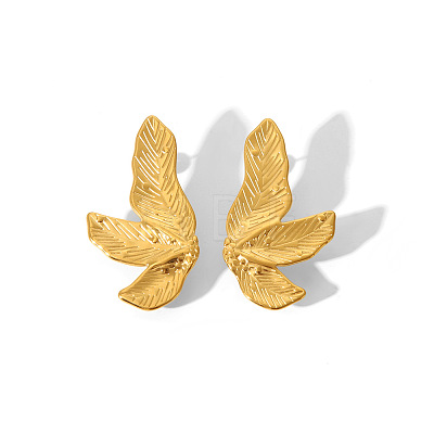 Fashionable 304 Stainless Steel Leaf Stud Earrings & Hair Bobby Pin Set for Women SH3836-1-1