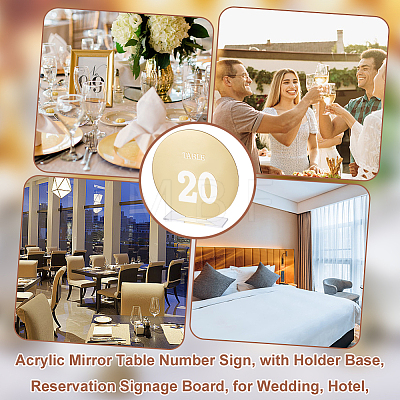 Acrylic Mirror Table Number Sign AJEW-WH0258-861B-1