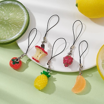 Fruits Resin Pendant Mobile Straps HJEW-JM01348-1