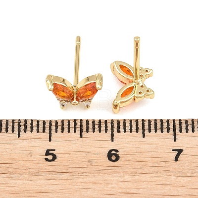 Brass Micro Pave Cubic Zirconia Stud Earrings for Women KK-A305-06G-05-1