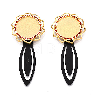 Alloy & Iron Bookmark Cabochon Settings PALLOY-N184-10G-1