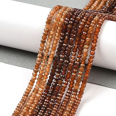 Faceted Rondelle Natural Garnet Bead Strands G-I156-08A-1