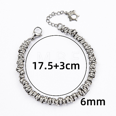 304 Stainless Steel Ring Beaded Bracelets for Women WGE0A36-01-1