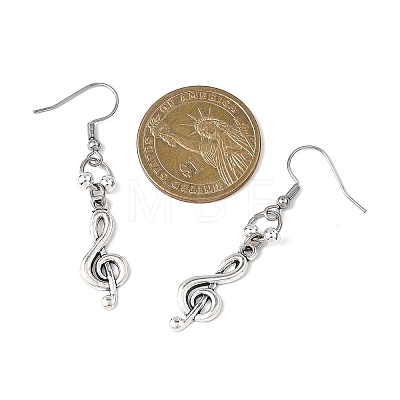Musical Note Tibetan Style Alloy Dangle Earrings EJEW-JE06773-1