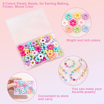   72Pcs 9 Colors Plastic Beads KY-PH0001-58-1
