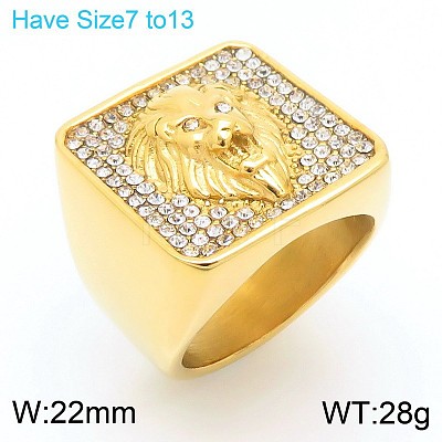 304 Stainless Steel Cubic Zirconia Finger Rings for Men FS-WG9BEFD-13-1