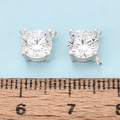 925 Sterling Silver Pave Clear Cubic Zirconia Flat Round Charms STER-T008-69S-02-1