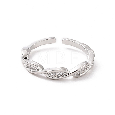 Clear Cubic Zirconia Infinity Open Cuff Ring RJEW-H127-34P-1