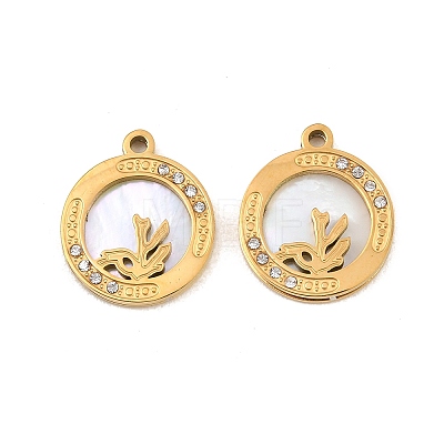Ocean Theme 304 Stainless Steel & Natural Shell & Rhinestone Pendants SH-CBA72D5-01B-G-1