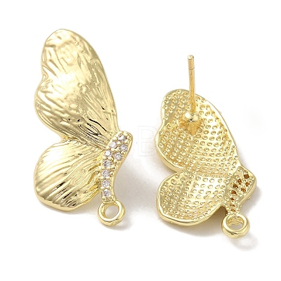 Brass Micro Pave Cubic Zirconia Studs Earrings Findings KK-K371-16G-1