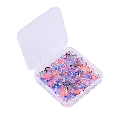 100Pcs 5 Colors Handmade Foil Glass Charms FOIL-CJ0001-09-1