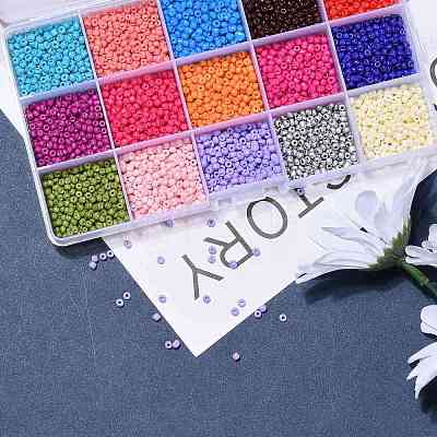 180G 15 Colors Baking Paint Glass Seed Beads SEED-JQ0003-01C-3mm-1