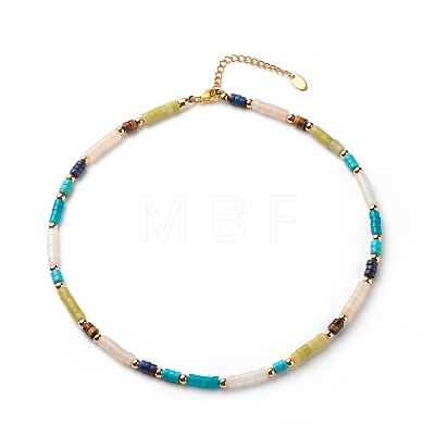 Natural & Synthetic Mixed Gemstone Disc Beaded Necklace and Bracelet Set SJEW-JS01244-1