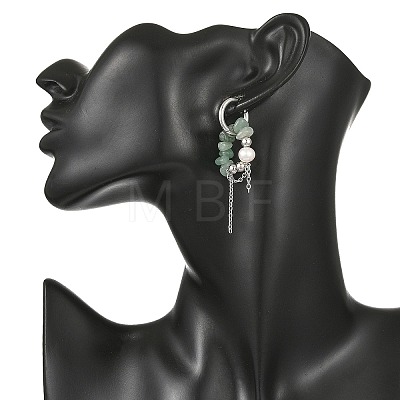 4 Pairs 4 Styles Natural Amethyst & Aquamarine & Green Aventurine & Eagle Eye Stone Chips Drop Earrings EJEW-TA00817-1