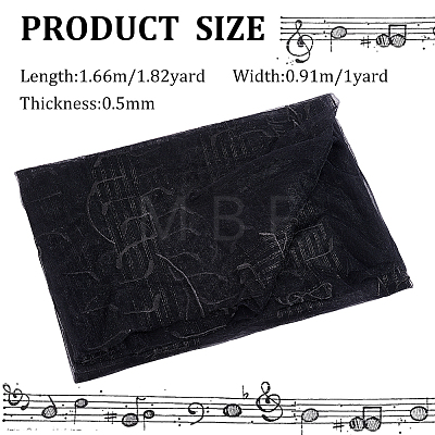 Musical Note Pattern Polyester Mesh Fabric DIY-WH0449-28B-1
