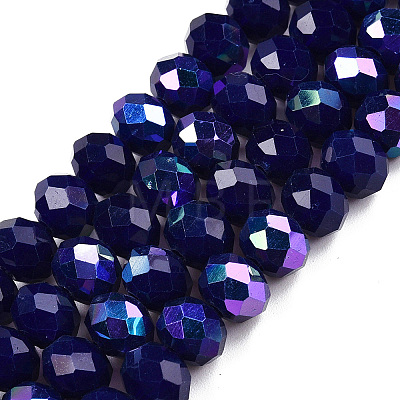 Electroplate Opaque Solid Color Glass Beads Strands EGLA-A044-P8mm-L07-1