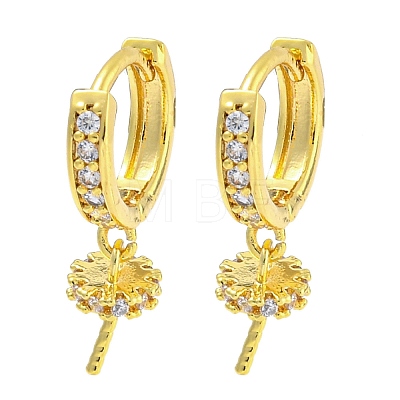 Brass Micro Pave Clear Cubic Zirconia Hoop Earring Findings KK-G490-12G-1