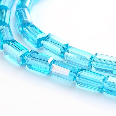 AB Color Plated Faceted Cuboid Electroplate Glass Beads Strands EGLA-F109-A07-1