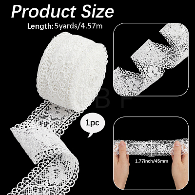 5 Yards Polyester Flower Lace Trim Ribbons SRIB-CY0001-05-1