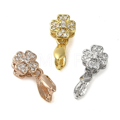 Rack Plating Brass Micro Pave Clear Cubic Zirconia Ice Pick Pinch Bails KK-K340-11-1