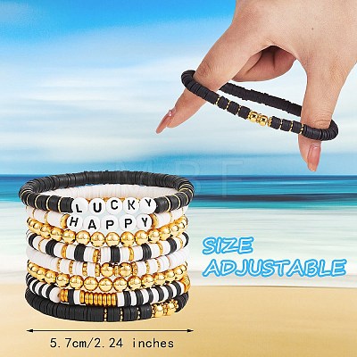 Handmade Polymer Clay Heishi Beads Stretch Bracelets Set BJEW-PH01484-1