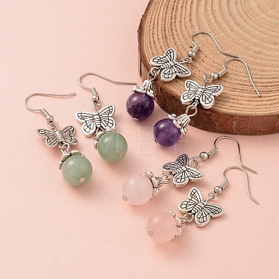 Butterfly Alloy Dangle Earrings EJEW-JE01952-1