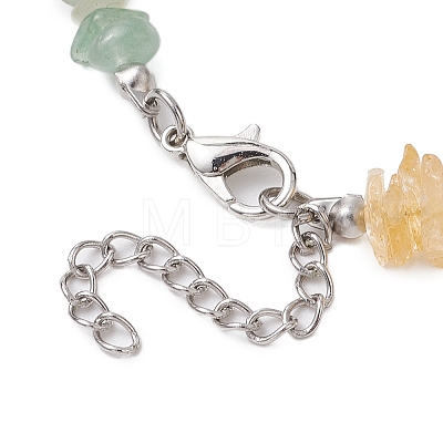 Natural Citrine & Tiger Eye & Green Aventurine Chip Beaded Necklaces NJEW-JN05099-01-1