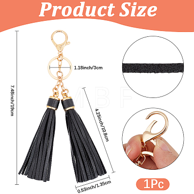 1Pc PU Leather Tassel Keychains KEYC-CL0001-50C-1