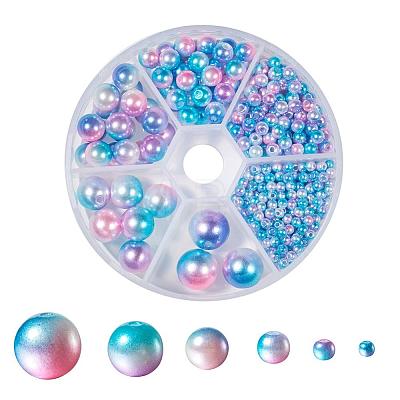Rainbow ABS Plastic Imitation Pearl Beads OACR-YW0001-03B-1
