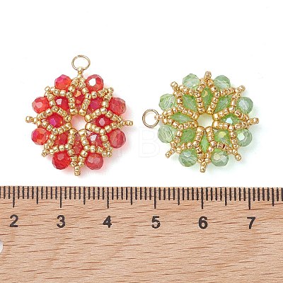 8Pcs 8 Colors AB Color Plated Glass Pendants PALLOY-MZ01314-1