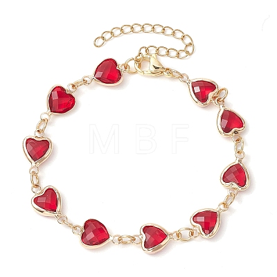 3Pcs 3 Colors 304 Stainless Steel & Glass Heart Link Bracelet Sets BJEW-JB10865-1