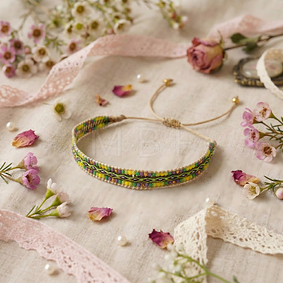Adjustable Glass Seed Bead Braided Bracelets CW1056-1-1