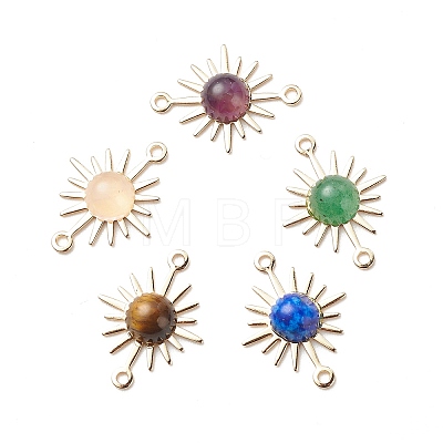 Natural Mixed Gemstone Connector Charms X-PALLOY-JF01938-1